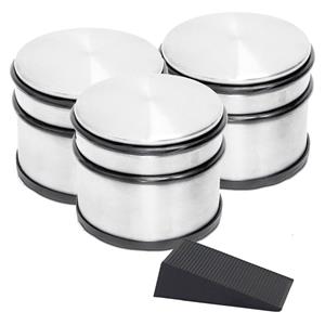 Merkloos 3x Ronde deurstopper 9 x 7.5 cm + gratis deurwig zwart -