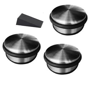 Benson 3x RVS deurstopper rond 4,5 x 11 cm incl gratis deurwig -