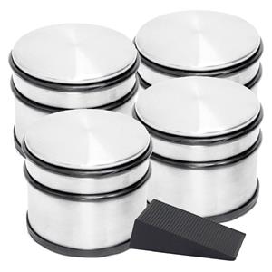 Merkloos 4x Ronde deurstopper 9 x 7.5 cm + gratis deurwig zwart -