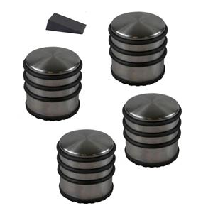 Benson 4x RVS deurstopper rond D9 x H7 cm + deurwig -