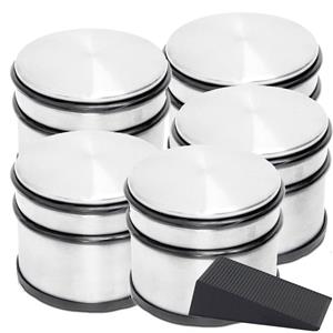Merkloos 5x Ronde deurstopper 9 x 7.5 cm + gratis deurwig zwart -