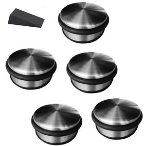 Benson 5x RVS deurstopper rond 4,5 x 11 cm incl gratis deurwig -