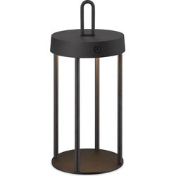 Draadloze Oplaadbare LED Tafellamp - Binnen & Buiten - Dimbaar - ø12.8 x 28.4 cm - Warmwit licht - 3000mAh - Zwart