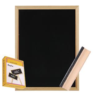 Zeller Krijtbord/schoolbord met 12x witte krijtjes en wisser - 30 x cm - hout -
