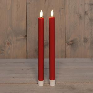 Dinerkaars led 3d vlam met timer 2 stuks h25 cm rood - 