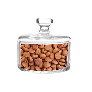 Merkloos Glazen pepernoten snoeppot 13 x 12 cm met deksel -