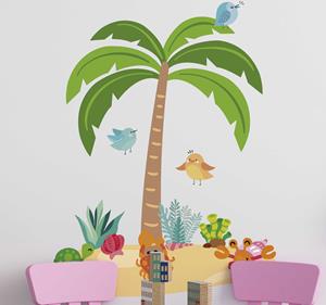Tenstickers Muurstickers kinderkamer palm tree and marine animals