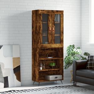 vidaXL Hoge kast 69,5x34x180 cm bewerkt hout gerookt eikenkleurig