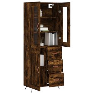 vidaXL Hoge kast 69,5x34x180 cm bewerkt hout gerookt eikenkleurig