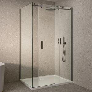 Saniclear Supreme douchecabine 90x90cm anti-kalk verouderd ijzer - gunmetal