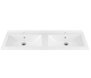 SaniGoods Hayat keramische dubbele wastafel met 2 kraangaten 120x45cm wit