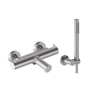 MAY Badthermostaat Combiset  Incl. Verstelbare Wandsteun, Doucheslang 125 cm & Staaf Handdouche Chroom