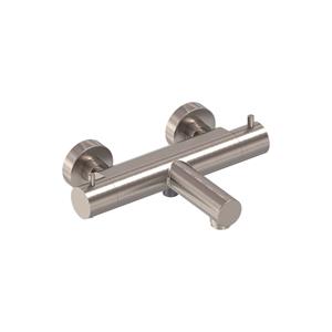 MAY Badthermostaat  Opbouw Met Vaste Uitloop Geborsteld Nickel PVD