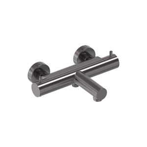 MAY Badthermostaat  Opbouw Met Vaste Uitloop Geborsteld Carbon Black PVD