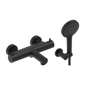 MAY Badthermostaat Combiset  Incl. Verstelbare Wandsteun, Doucheslang 125 cm & 3-Standen Handdouche Mat Zwart PED