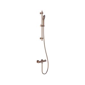 MAY Doucheset  Opbouw met Thermostaat, Incl. Glijstang, Doucheslang 150 cm & 3-Standen Handdouche Geborsteld Mat Koper PVD