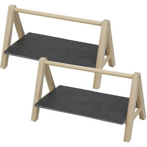 Cosy & Trendy 2x Stuks etagere 1-laags rechthoekig 29 x 19 x 14 cm van leisteen -
