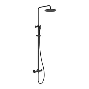 MAY Regendoucheset  Opbouw met Thermostaat, Incl. 3-Standen Handdouche & Hoofddouche 25 cm Mat Zwart PED