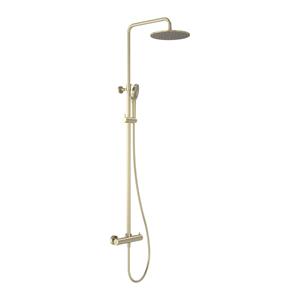 MAY Regendoucheset  Opbouw met Thermostaat, Incl. 3-Standen Handdouche & Hoofddouche 25 cm Geborsteld Mat Goud PVD