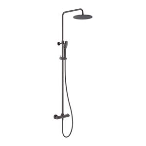 MAY Regendoucheset  Opbouw met Thermostaat, Incl. 3-Standen Handdouche & Hoofddouche 25 cm Geborsteld Carbon Black PVD