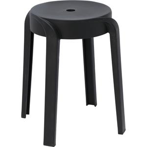 H&S Collection Bijzet krukje/zit krukje Astora - kunststof - zwart - D34 x H45 cm - stoelen -