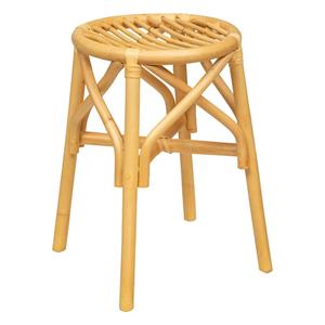 Atmosphera Bijzet krukje model Rotan - naturel - palmenhout - D31 x H45 cm - Meubels - Zitten -
