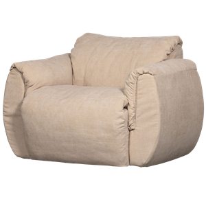 Baggy draaifauteuil geweven chenille zand