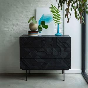 Ethnicraft Ladekast Graphic Gevernist Teakhout, 100cm - Zwart