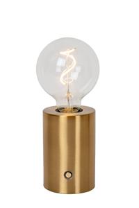 Lucide VIVO - Oplaadbare Tafellamp - Accu/Batterij - Ø 8 cm - LED Dimb. - E27 - 1x1W 2700K - Mat Goud / Messing