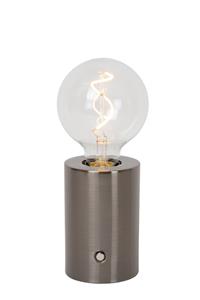 Lucide VIVO - Oplaadbare Tafellamp - Accu/Batterij - Ø 8 cm - LED Dimb. - E27 - 1x1W 2700K - Mat zwart chroom