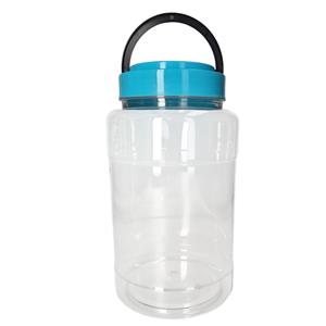 CM Voedsel opslag container - kunststof - 4 liter - afsluitdop en draag hengsel - transparant/blauw -