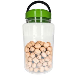 CM Voedsel opslag container - kunststof - 4 liter - afsluitdop en hengsel - transparant/groen -