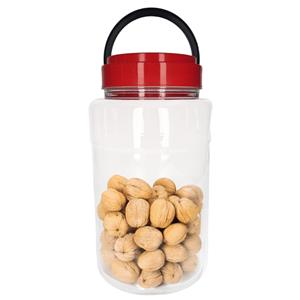 CM Voedsel opslag container - kunststof - 4 liter - afsluitdop en hengsel - transparant/rood -