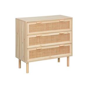 Sweeek  Ladekast met 3 lades, rotan en houteffect.