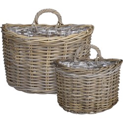 Mica Decorations Marcia Plantenmand Muurhanger - Set van 2 - Rotan