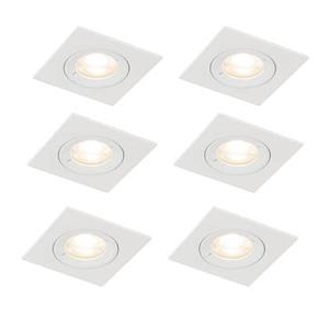 QAZQA Set van 6 inbouwspots wit vierkant GU10 50mm IP44 - Xena