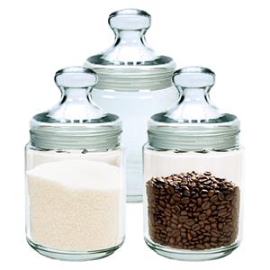 Luminarc Set van 4x stuks voorraadpotten/bewaarpotten 750 ml glas met glazen deksel -