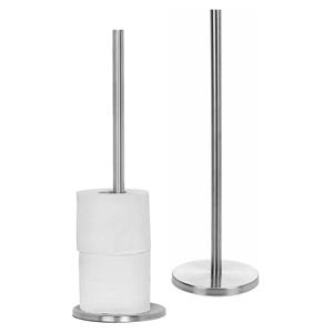 Bellatio Design BD Reserverolhouder - 2x - zilver - 5 rollen - metaal -45 cm- wc rolhouder - toiletrolhouder -