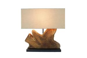 Invicta Interior Tafellamp HYPNOTIC 50cm Lampenkap beige teak hout naturel - 44685