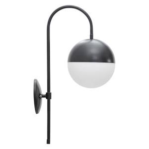 Mauro Ferretti Darky Street Zwart metalen wandlamp met witte glazen bol