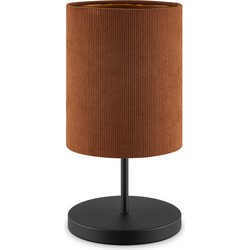 Scandinavische stijl Tafellamp - Corduroy Lampenkap - Cilinder - Brown - ø20 x 40 cm - E27 Fitting - Geschikt voor Woonkamers en slaapkamers - Met schakelaar