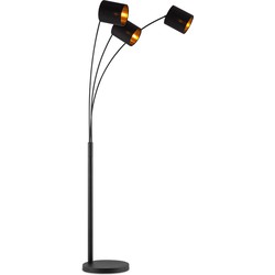 Moderne Vloerlamp - 80/33/190cm - Zwarte - 3L Staande Lamp met Lampenkap - Inclusief LED E27 Lichtbron 9W 470Lm - met voetschakelaar - voor slaapkamers en thuiskantoren