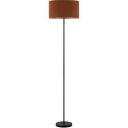 Scandinavische stijl Vloerlamp - Corduroy Lampenkap - Cilinder - Brown - ø40 x 165 cm - E27 Fitting - Geschikt voor Woonkamers en slaapkamers - met Voetschakelaar