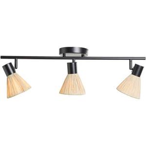 Leen Bakker 3-spot Raffia E14 - beige/zwart metaal - 21x66x11 cm