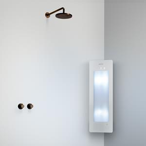 Sunshower Round Plus Small White infraroodlamp en UV 33x95x10cm hoekopbouw
