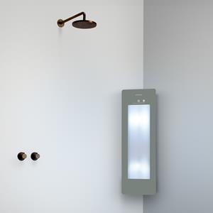 Sunshower Round Plus Small Organic Grey infraroodlamp en UV 33x95x10cm hoekopbouw