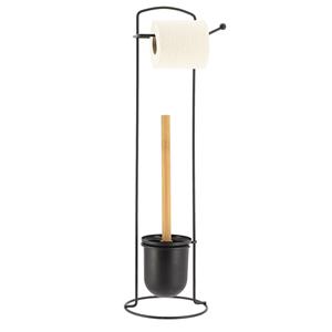 Tendance Toiletborstel met toiletrolhouder - zwart - metaal -