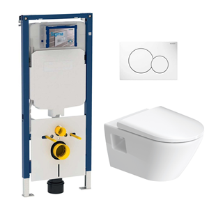 Geberit UP720 toiletset met Duravit D-Neo randloos toilet wit glans en softclose zitting