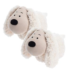 H&S Collection Deurstopper - 2x - hond - wit - 27 x 17 x 18 cm - polyester - dieren thema deurstoppers -