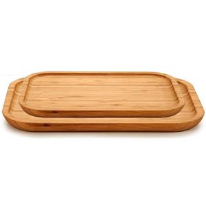 Kinvara  Voedsel/hapjes serveerplanken 2x stuks - Bamboe 30 x 20 cm en x 24 cm -
